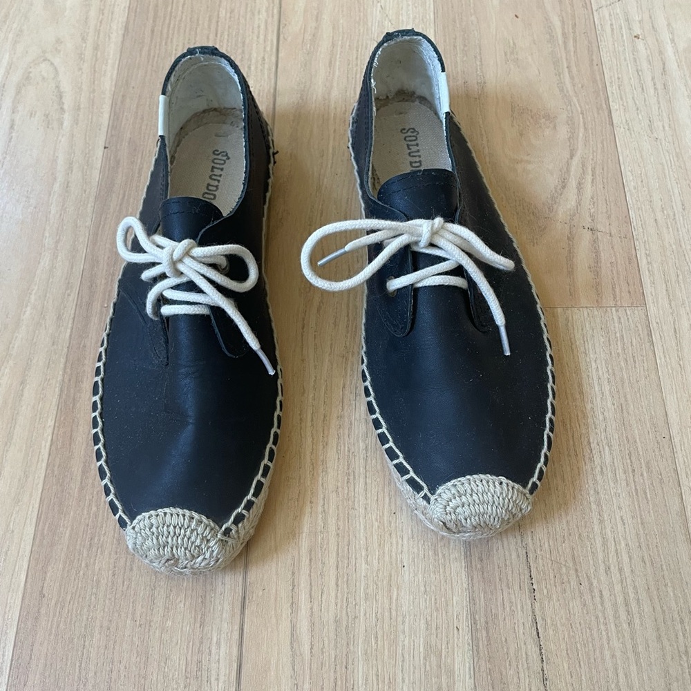Soludos Black Espadrille Lace-Up Shoes